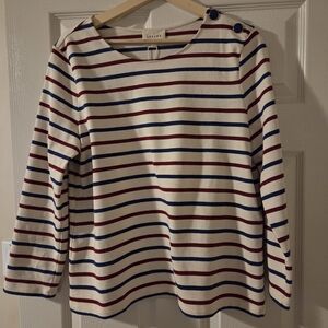 Sezane Long Sleeve Striped Top - Navy, Burgundy, and Cream